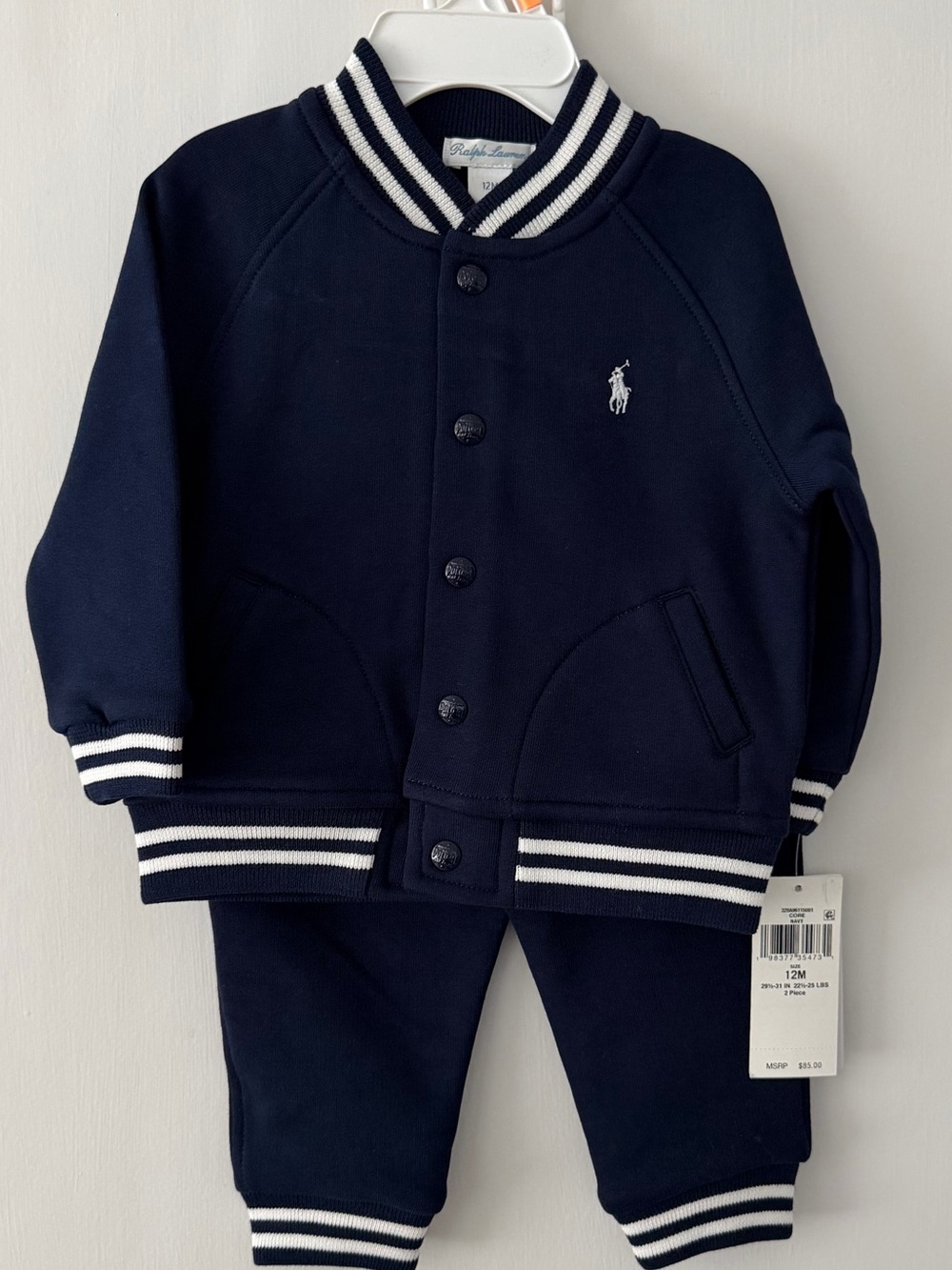 Ralph Lauren Navy & White Striped Baby Jogger Set